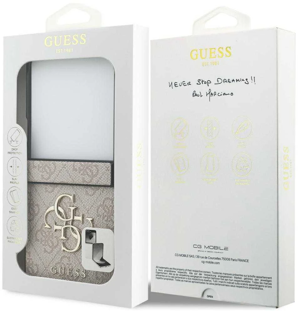 Guess Big 4G Logo Classic Logo dėklas skirtas Samsung Galaxy Z Flip7 rožinės spalvos