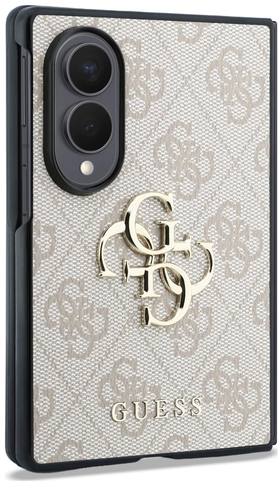 Guess PU 4G Metal Logo dėklas Samsung Galaxy Z Fold 8 rožinės spalvos