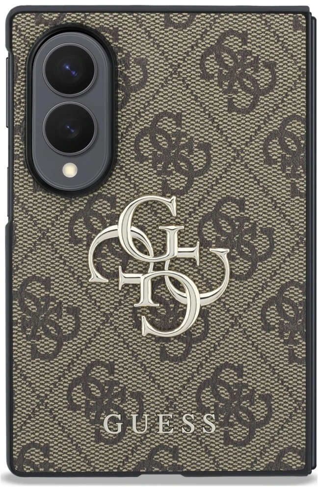 Guess PU 4G Metal Logo dėklas Samsung Galaxy Z Fold 8 rudos spalvos