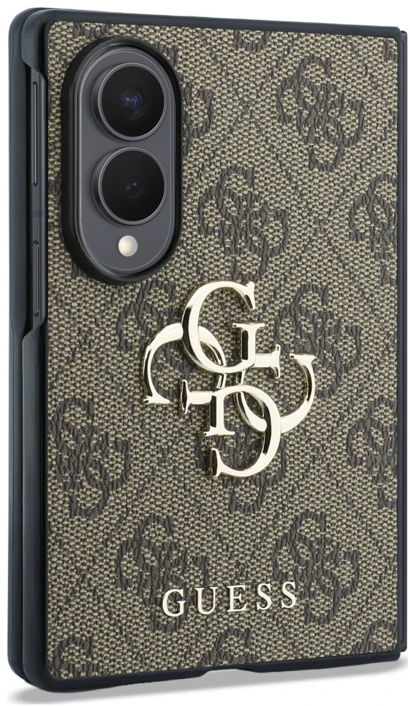 Guess PU 4G Metal Logo dėklas Samsung Galaxy Z Fold 8 rudos spalvos
