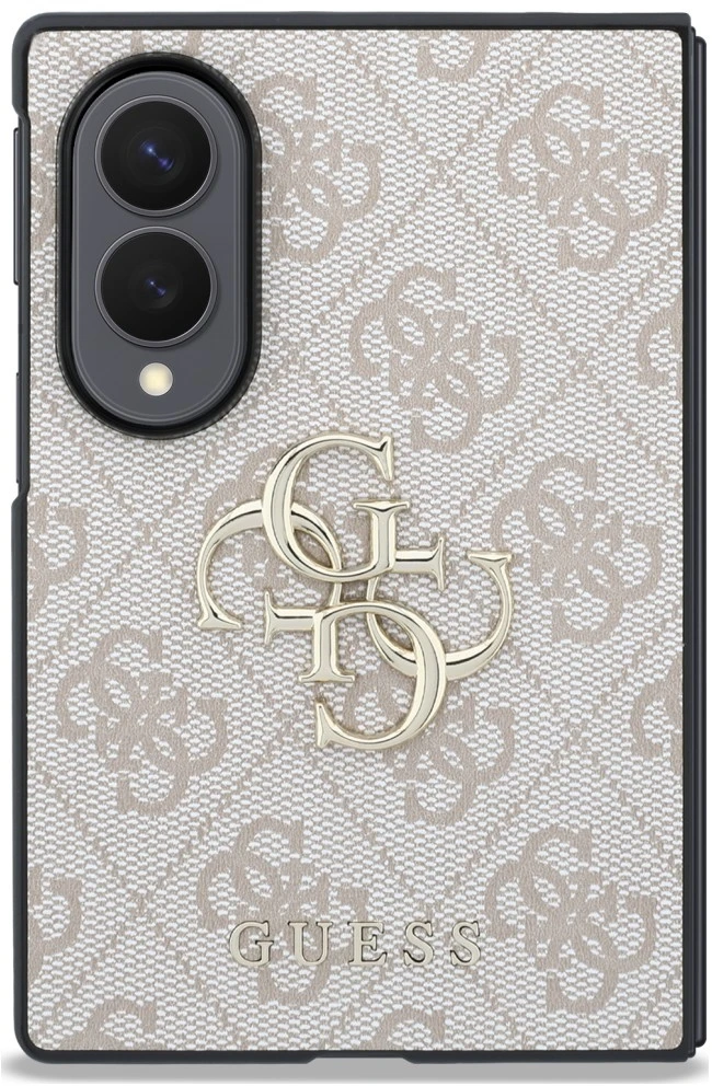 Guess PU 4G Metal Logo dėklas Samsung Galaxy Z Fold 8 rožinės spalvos