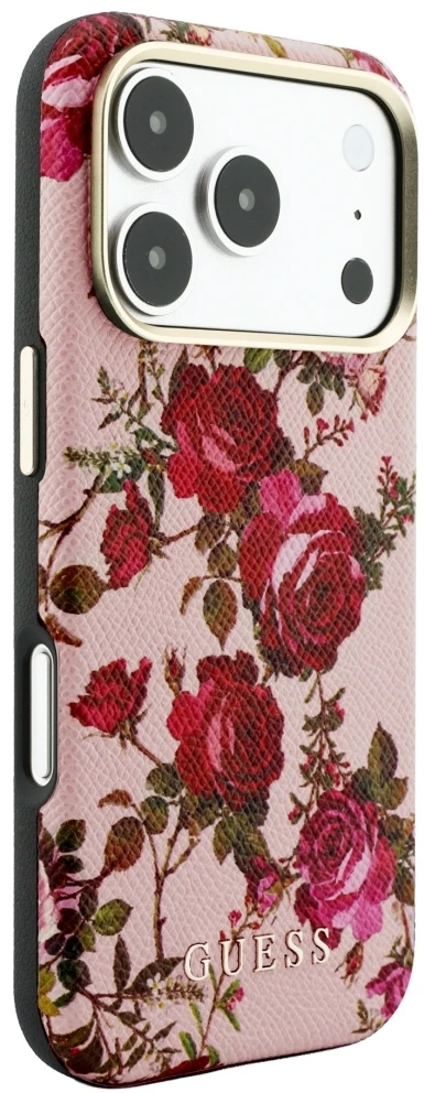 Dėklas Guess Blossom Roses Print MagSafe do iPhone 18 Pro / 17 Pro rožinė