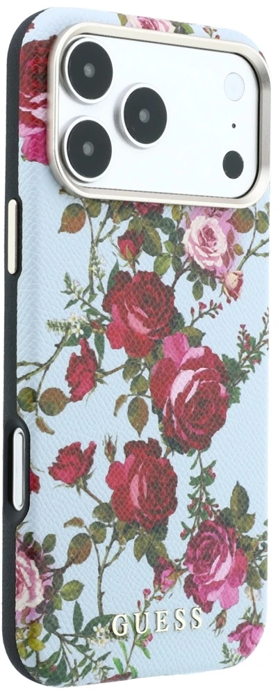 Dėklas Guess Blossom Roses Print MagSafe do iPhone 18 Pro Max / 17 Pro Max mėlyna