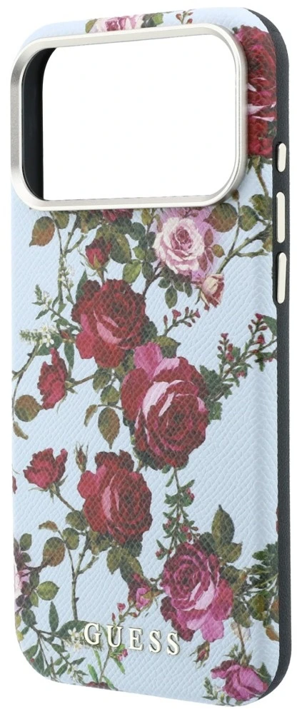 Dėklas Guess Blossom Roses Print MagSafe do iPhone 18 Pro / 17 Pro mėlyna