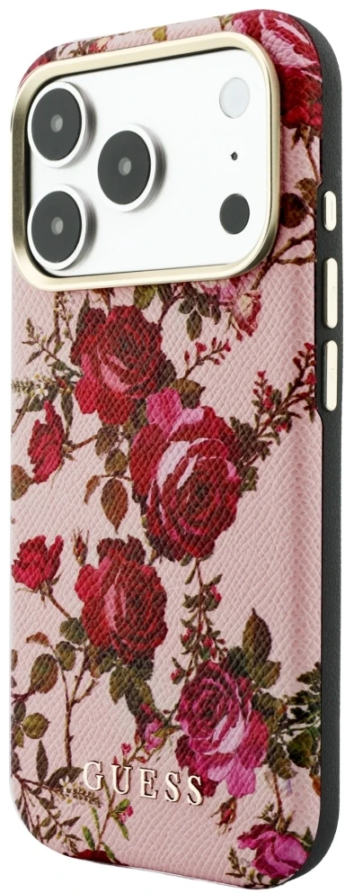 Dėklas Guess Blossom Roses Print MagSafe do iPhone 18 Pro Max / 17 Pro Max rožinė
