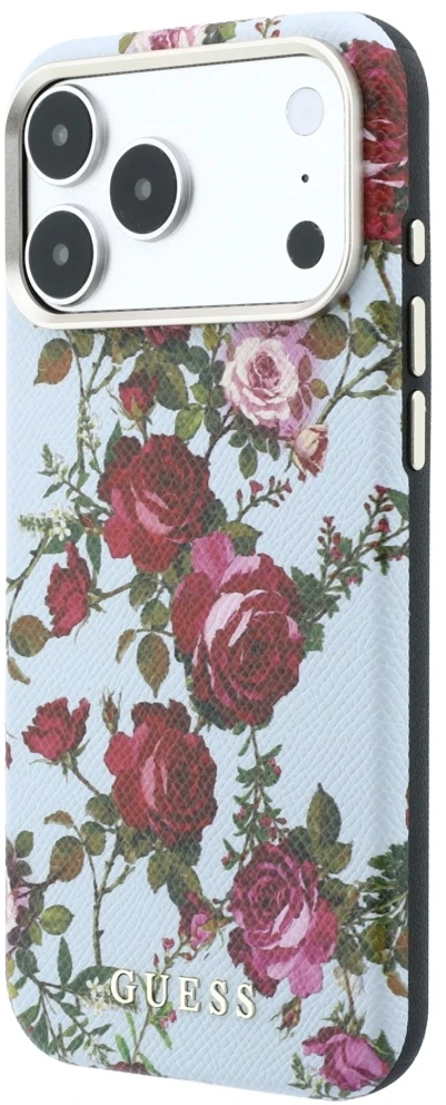 Dėklas Guess Blossom Roses Print MagSafe do iPhone 18 Pro Max / 17 Pro Max mėlyna