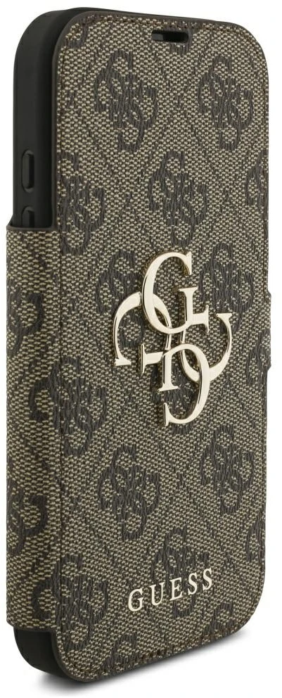 Dėklas Guess Book 4G Metal Logo do iPhone 18 Pro / 17 Pro ruda