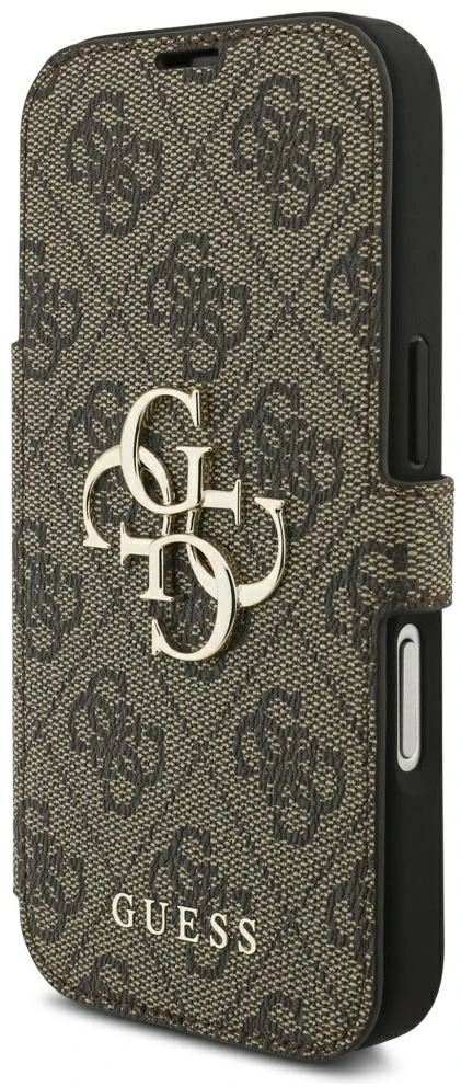 Dėklas Guess Book 4G Metal Logo do iPhone 18 Pro / 17 Pro ruda