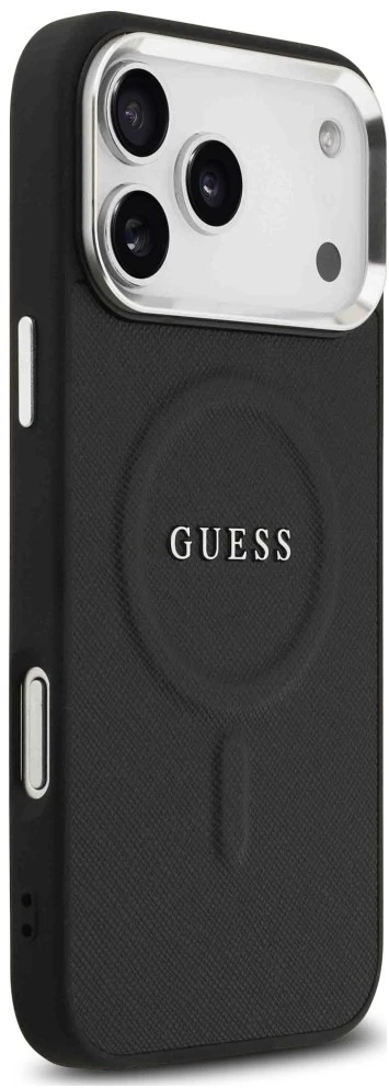 Dėklas Guess Classic Logo MagSafe skirtas iPhone 18 Pro / 17 Pro juodas