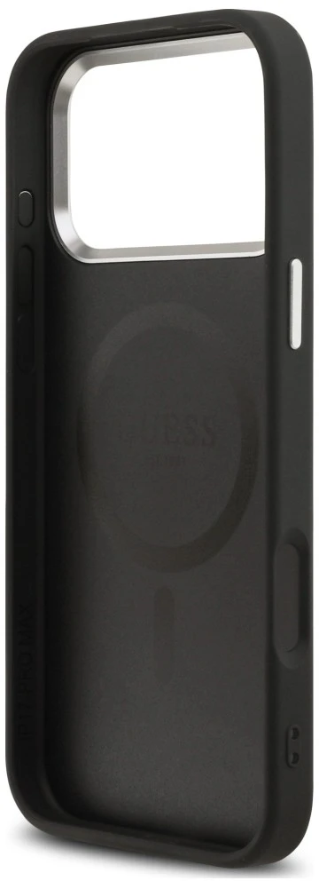 Dėklas Guess Classic Logo MagSafe skirtas iPhone 18 Pro / 17 Pro juodas