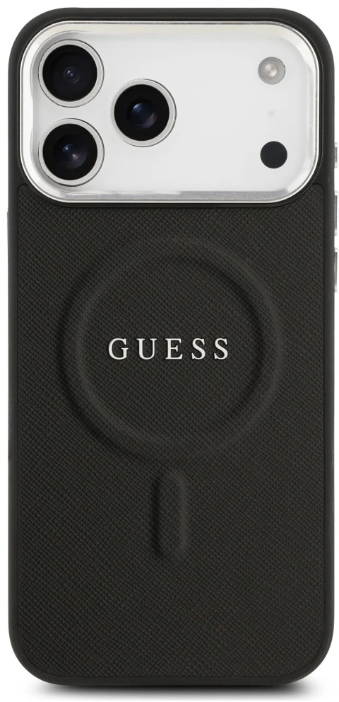 Dėklas Guess Classic Logo MagSafe telefonui 18 Pro Max / 17 Pro Max juodas