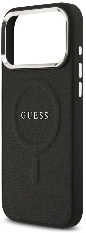 Dėklas Guess Classic Logo MagSafe telefonui 18 Pro Max / 17 Pro Max juodas