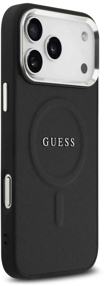 Dėklas Guess Classic Logo MagSafe telefonui 18 Pro Max / 17 Pro Max juodas