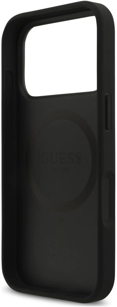 Dėklas Guess Croco Triangle Logo MagSafe do iPhone 18 Pro Max / 17 Pro Max juoda