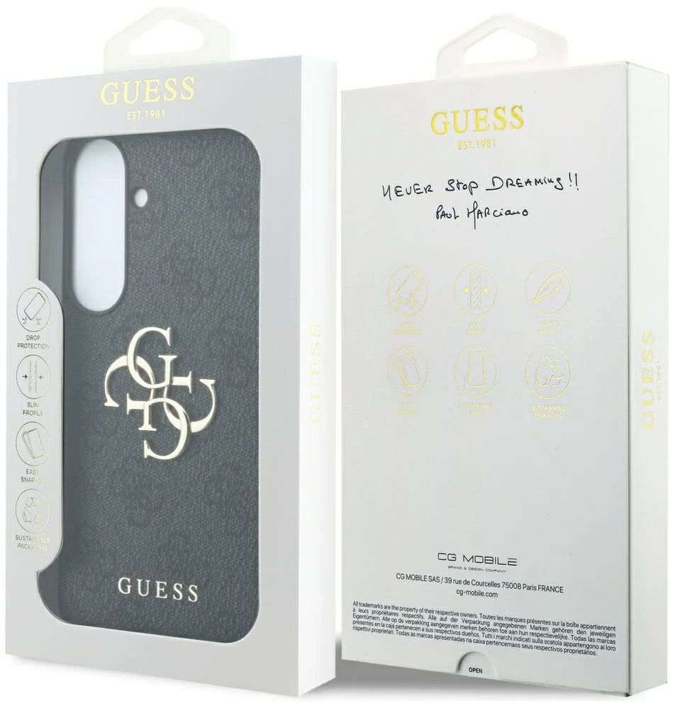 Guess Embossed 4G Ring Classic Logo MagSafe dėklas Samsung Galaxy S26 FE juodas