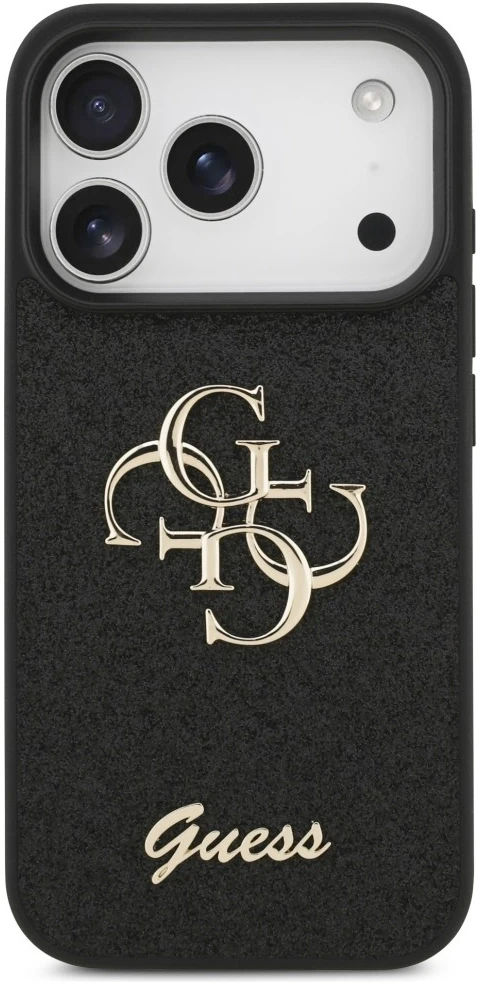 Dėklas Guess Fixed Glitter Big 4G Case for iPhone 17 Pro / 18 Pro - Juodas