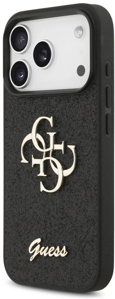 Dėklas Guess Fixed Glitter Big 4G Case for iPhone 17 Pro / 18 Pro - Juodas