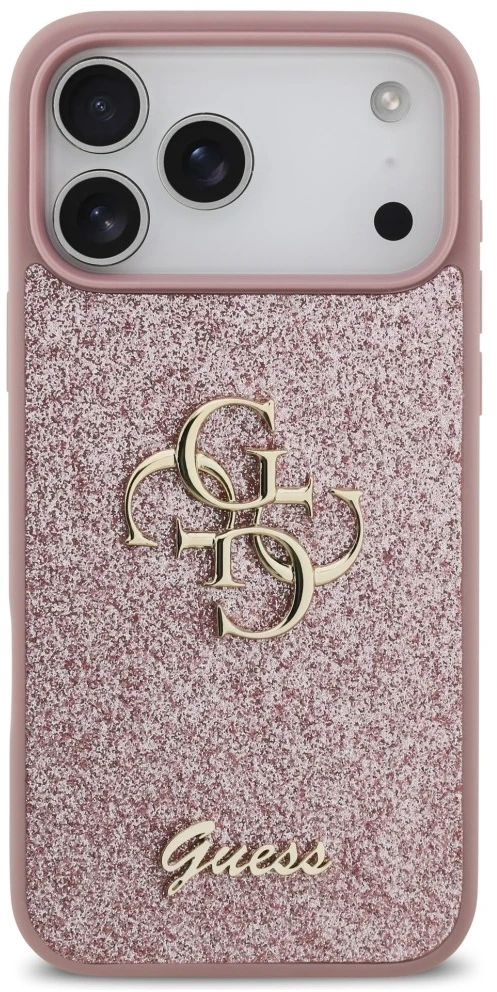 Dėklas Guess Fixed Glitter Big 4G do iPhone 18 Pro Max / 17 Pro Max rožinė