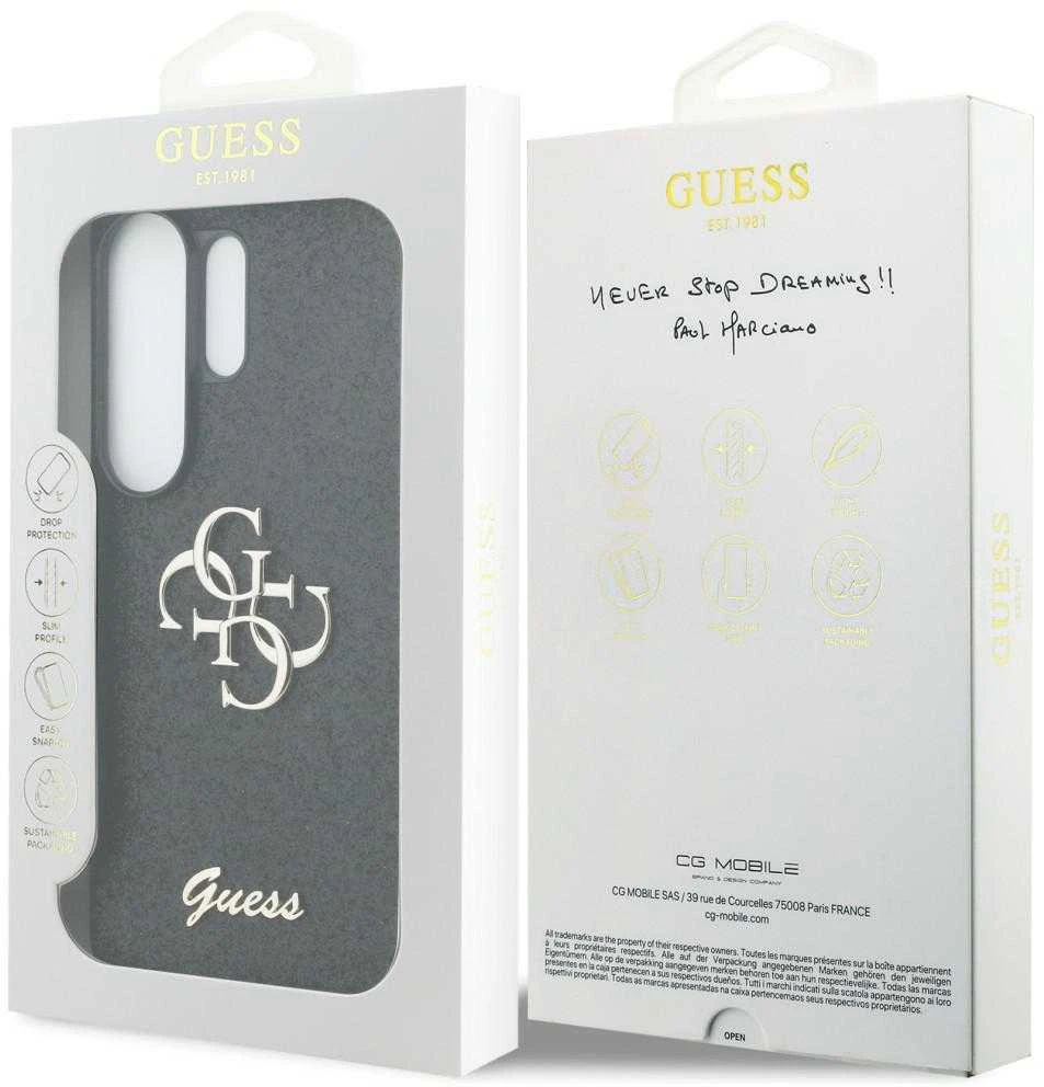 Dėklas Guess Fixed Glitter Big 4G Metal Logo Samsung Galaxy S26 Ultra juodos spalvos