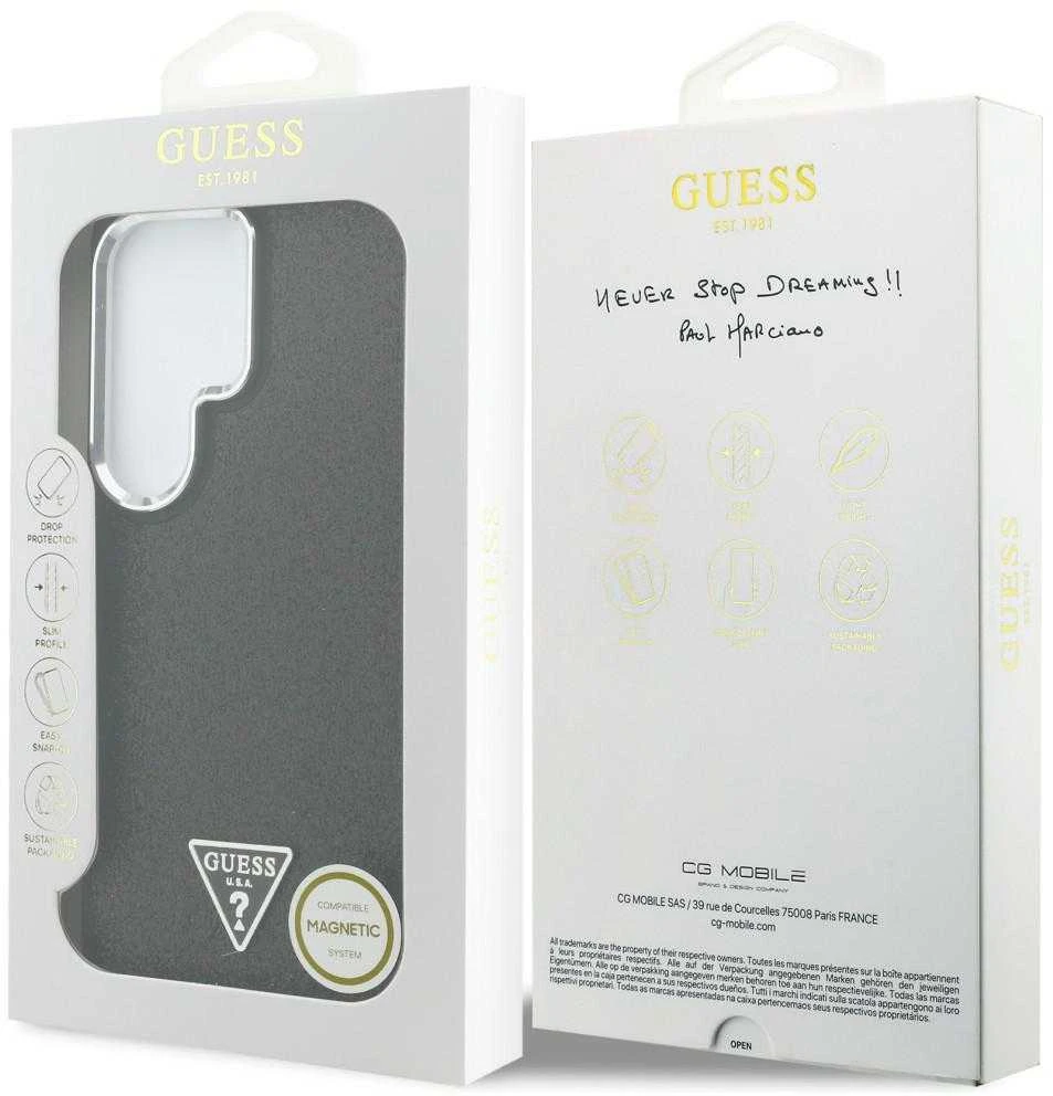 Dėklas Guess Fixed Glitter Triangle MagSafe Samsung Galaxy S26 Ultra juodos spalvos