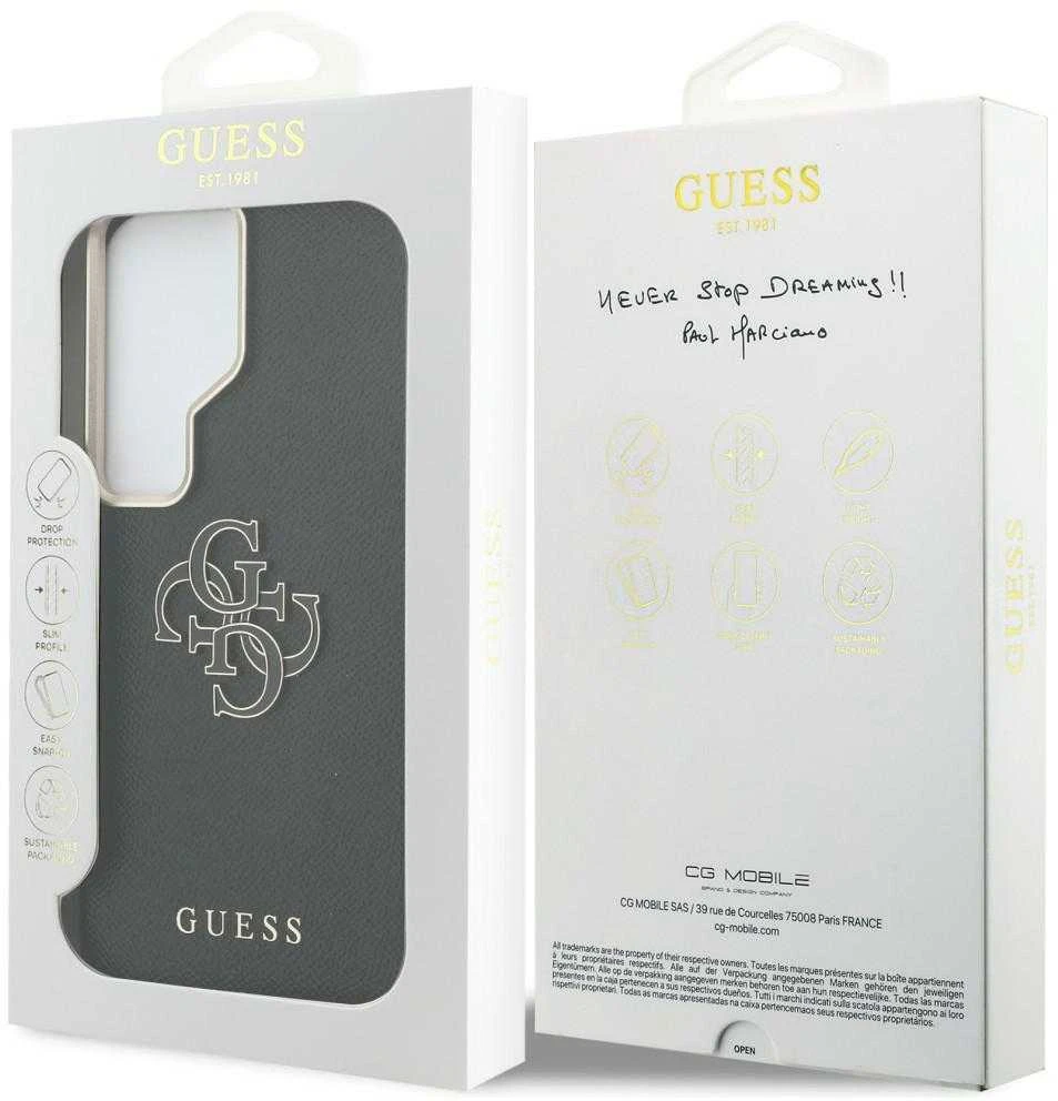 Guess PU 4G Resin Metal Logo dėklas skirtas Samsung Galaxy S26 Ultra juodos spalvos