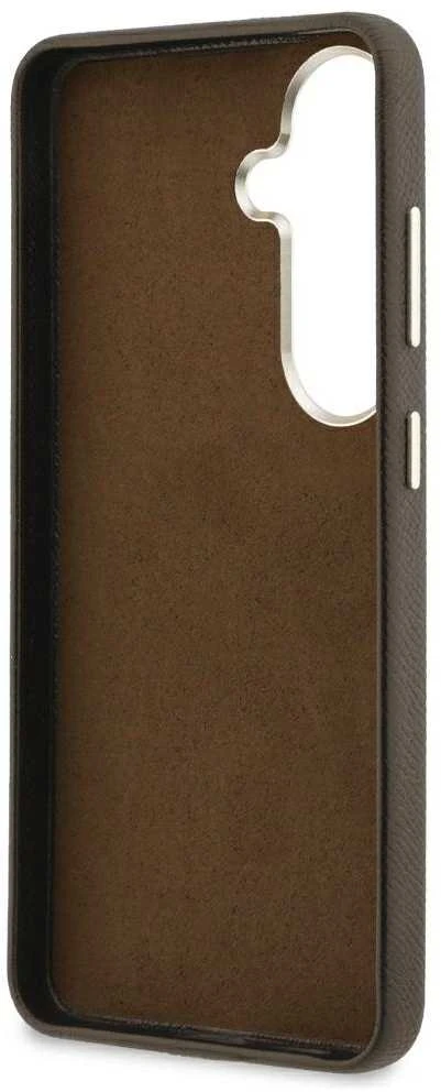 Guess PU 4G Resin Metal Logo dėklas skirtas Samsung Galaxy S26 Brown