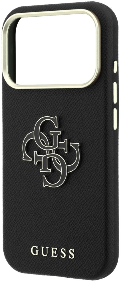 Dėklas Guess Grained & Big Resin Logo Case for iPhone 18 Pro Max / 17 Pro Max - Juodas