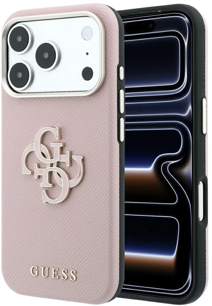 Dėklas Guess Grained & Big Resin Logo do iPhone 18 Pro Max / 17 Pro Max rožinė