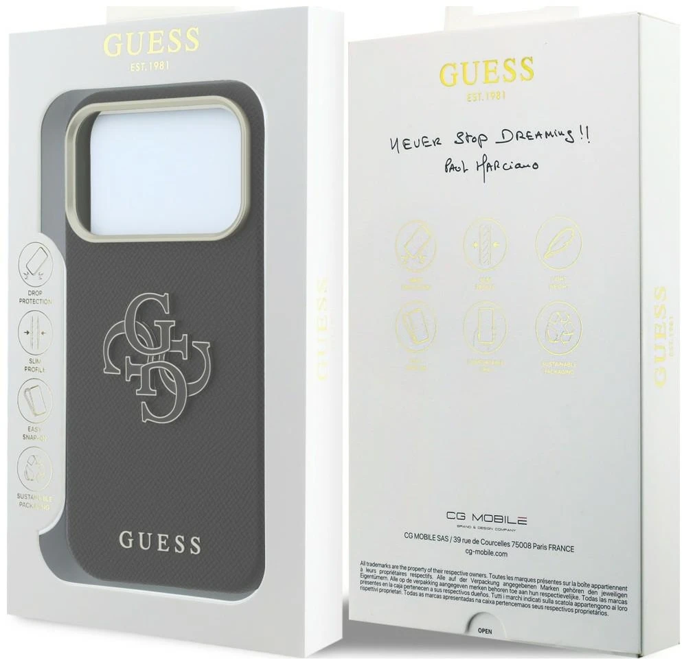 Dėklas Guess Grained & Big Resin Logo do iPhone 18 Pro / 17 Pro juoda
