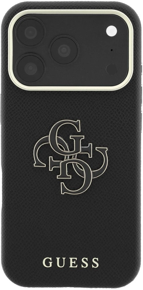 Dėklas Guess Grained & Big Resin Logo Case for iPhone 18 Pro Max / 17 Pro Max - Juodas