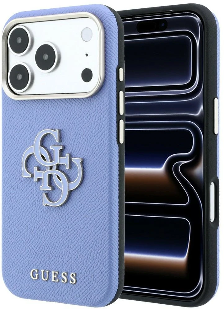 Dėklas Guess Grained & Big Resin Logo do iPhone 18 Pro Max / 17 Pro Max mėlyna