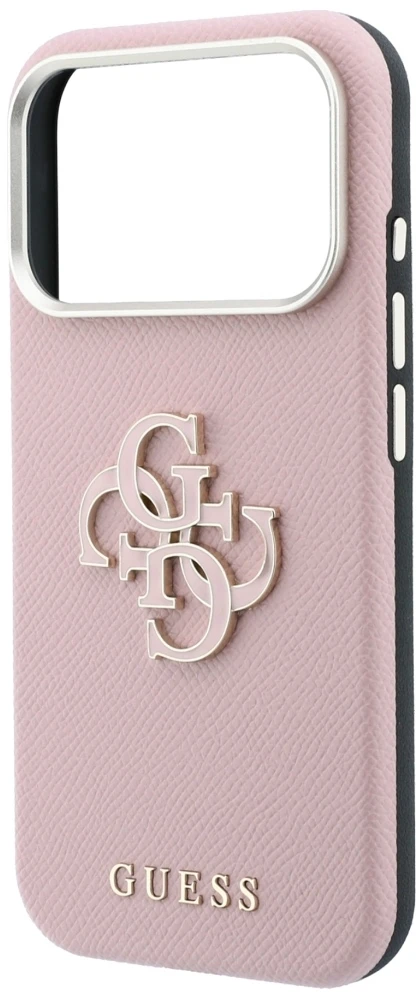 Guess Grained & Big Resin Logo dėklas, skirtas iPhone 18 Pro / 17 Pro – rožinis