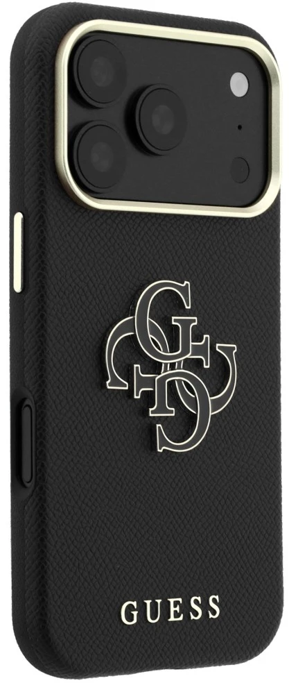 Dėklas Guess Grained & Big Resin Logo Case for iPhone 18 Pro Max / 17 Pro Max - Juodas