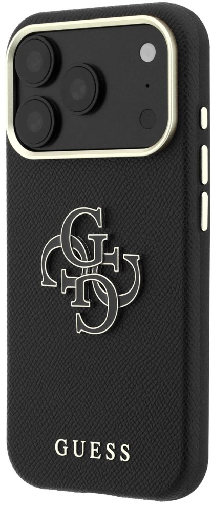 Dėklas Guess Grained & Big Resin Logo Case for iPhone 18 Pro Max / 17 Pro Max - Juodas