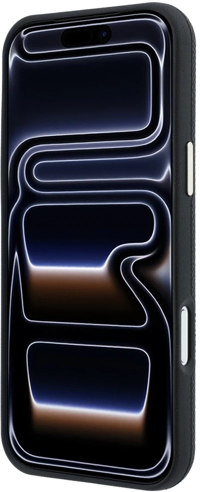 Guess Grained Round Strass Logo MagSafe dėklas, skirtas iPhone 18 Pro Max / 17 Pro Max, juodas