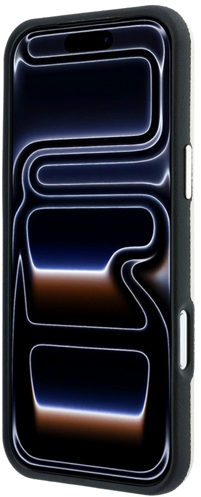 Dėklas Guess Grained Round Strass Logo MagSafe do iPhone 18 Pro / 17 Pro smėlio spalva