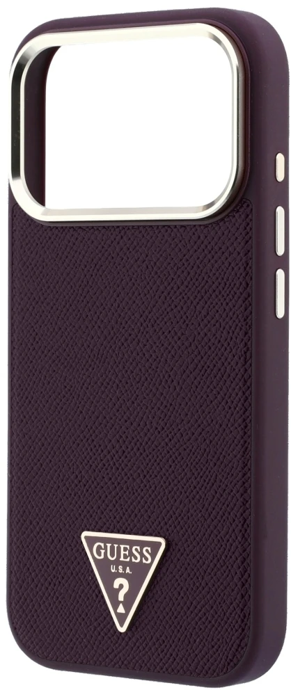 Dėklas Guess Grained Triangle Logo MagSafe case for iPhone 18 Pro / 17 Pro - burgundy