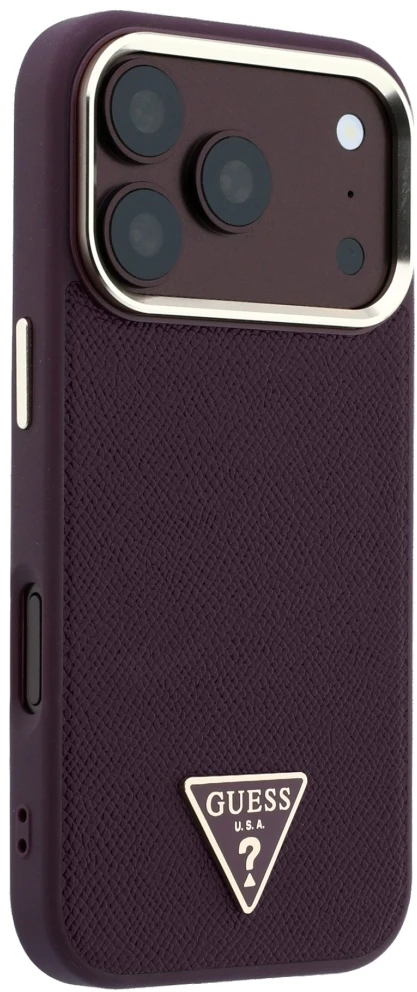 Dėklas Guess Grained Triangle Logo MagSafe case for iPhone 18 Pro Max / 17 Pro Max - burgundy