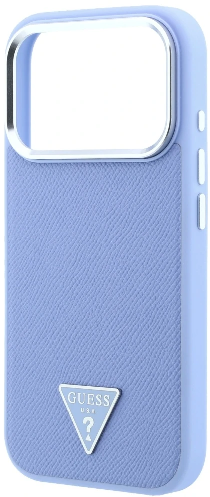 Dėklas Guess Grained Triangle Logo MagSafe do iPhone 18 Pro Max / 17 Pro Max mėlyna