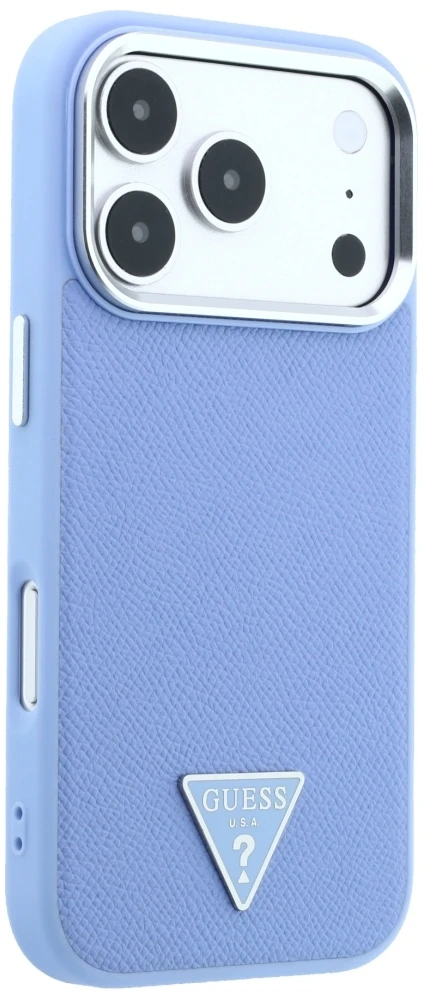 Dėklas Guess Grained Triangle Logo MagSafe do iPhone 18 Pro Max / 17 Pro Max mėlyna