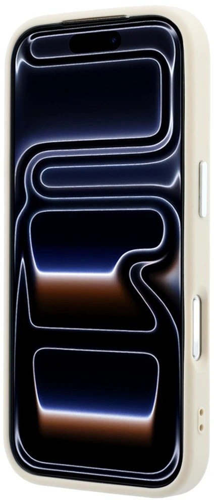 Dėklas Guess Grained Triangle Logo MagSafe do iPhone 18 Pro Max / 17 Pro Max smėlio spalva