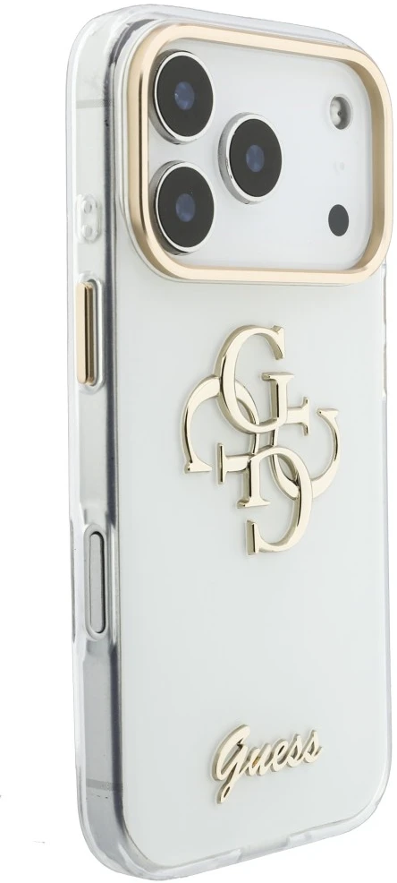 Dėklas Guess IML 4G Script Metal do iPhone 18 Pro Max / 17 Pro Max balta