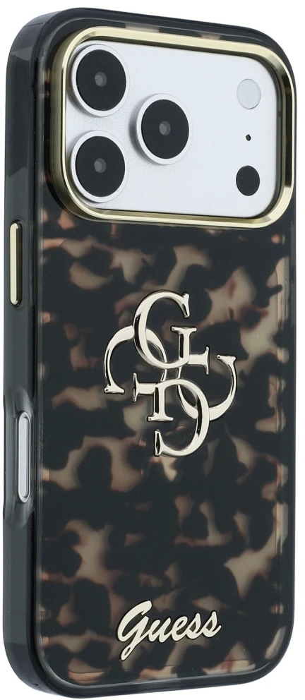 Dėklas Guess IML 4G Script Metal Case for iPhone 17 Pro Max / 18 Pro Max - Juodas and Brown