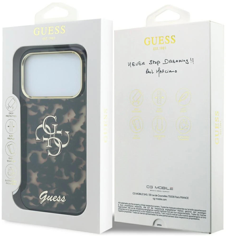 Dėklas Guess IML 4G Script Metal Logo MagSafe Case for iPhone 18 Pro - Burgundy