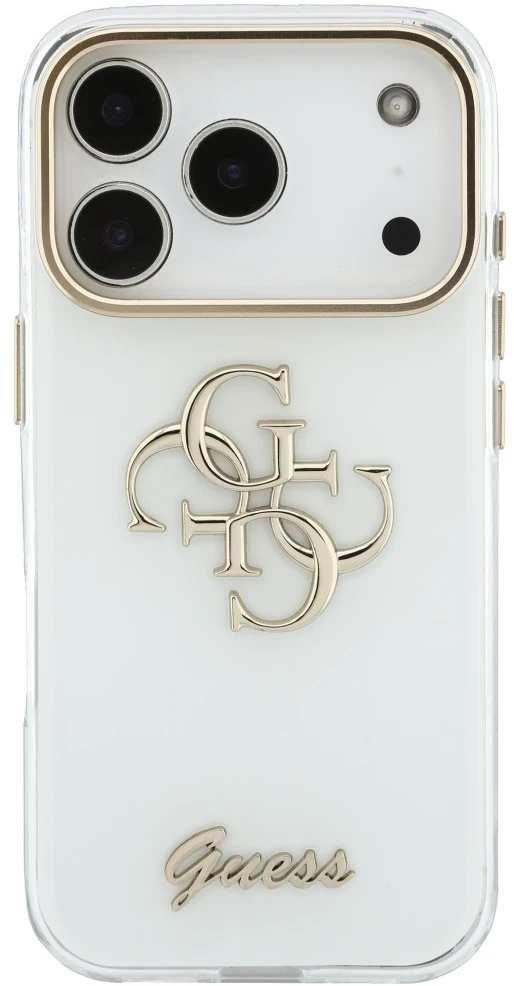 Dėklas Guess IML 4G Script Metal do iPhone 18 Pro Max / 17 Pro Max balta