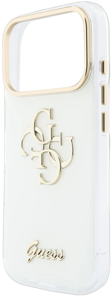 Dėklas Guess IML 4G Script Metal do iPhone 18 Pro Max / 17 Pro Max balta