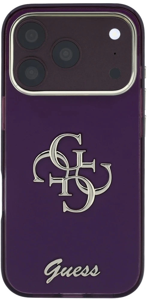 Dėklas Guess IML 4G Script Metal case for iPhone 17 Pro / 18 Pro - burgundy
