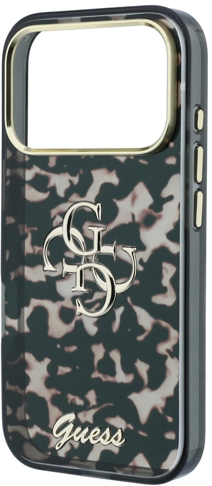 Dėklas Guess IML 4G Script Metal Case for iPhone 17 Pro Max / 18 Pro Max - Juodas and Brown