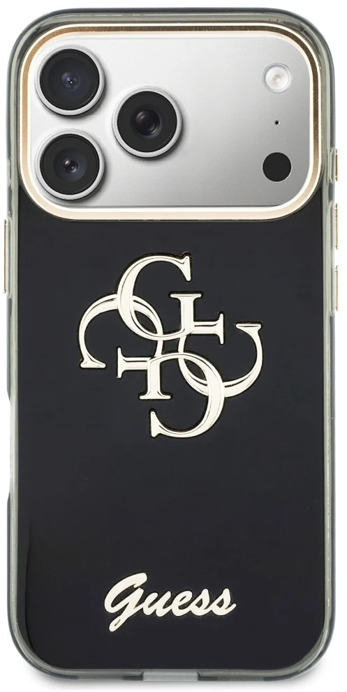 Dėklas Guess IML 4G Script Metal do iPhone 18 Pro Max / 17 Pro Max juoda