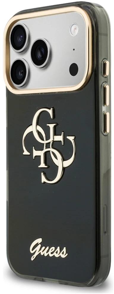 Dėklas Guess IML 4G Script Metal do iPhone 18 Pro / 17 Pro juoda